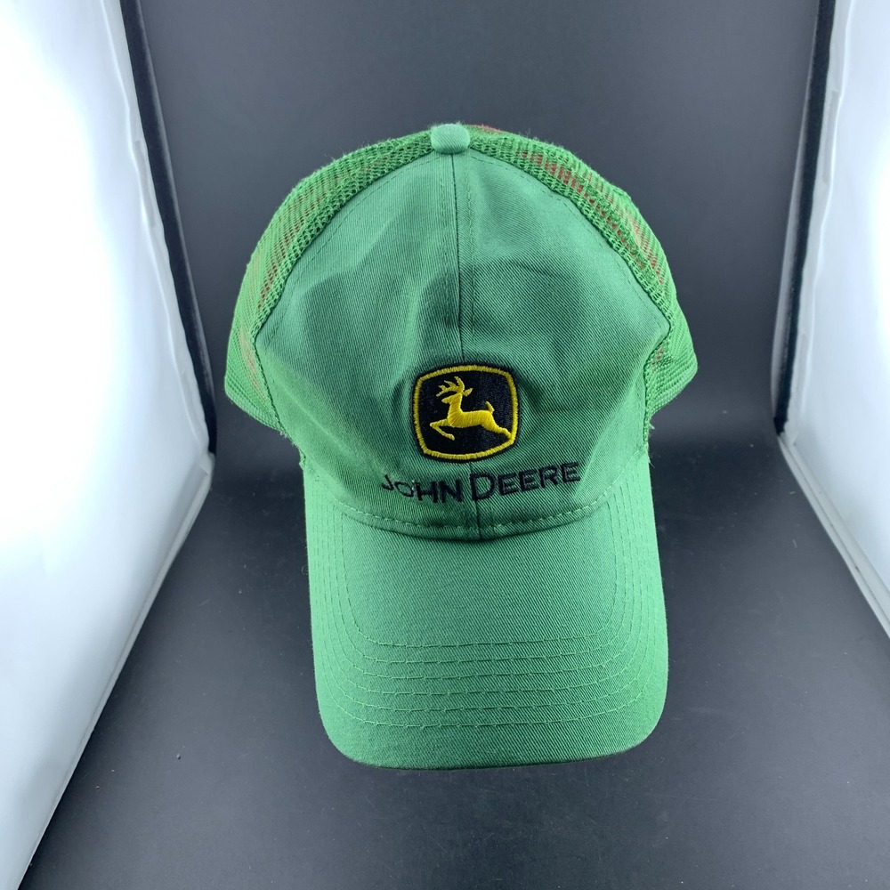 John Deere Trucker Cap Mens One Size Green Cotton Embroidered Logo Snapback Hat
